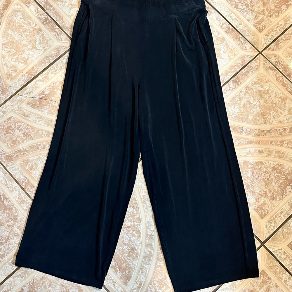 Eileen Fisher Cupro Knit Wide-Leg Pleated Pants - Picture 12 of 14